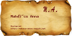 Mahács Anna névjegykártya